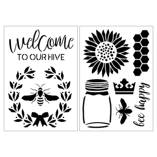 Welcome to Our Hive Stencils, 7&#x22; x 10&#x22; by Craft Smart&#xAE;